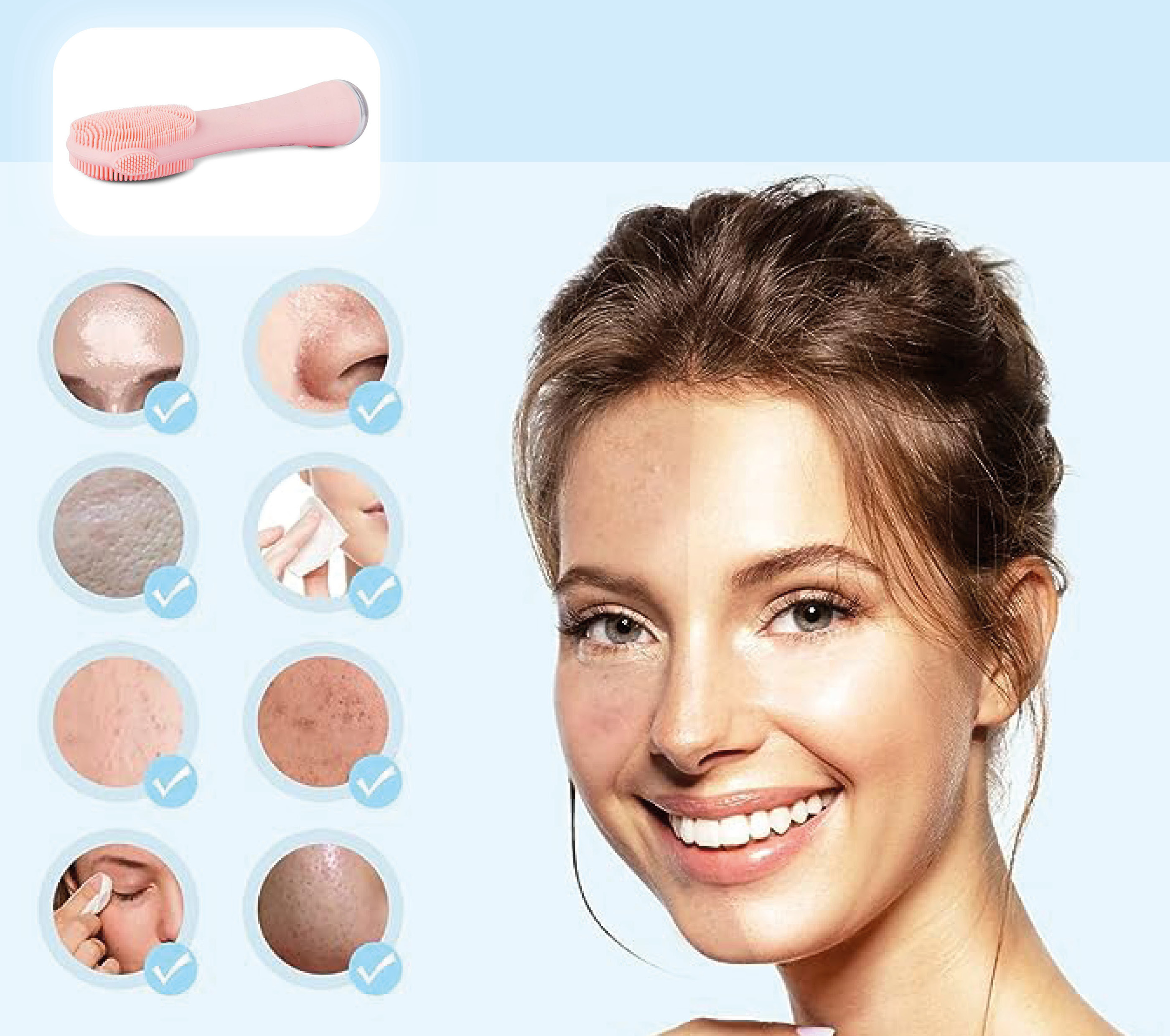 učinkovita sonična čistilna krtačka za obraz in dekolte